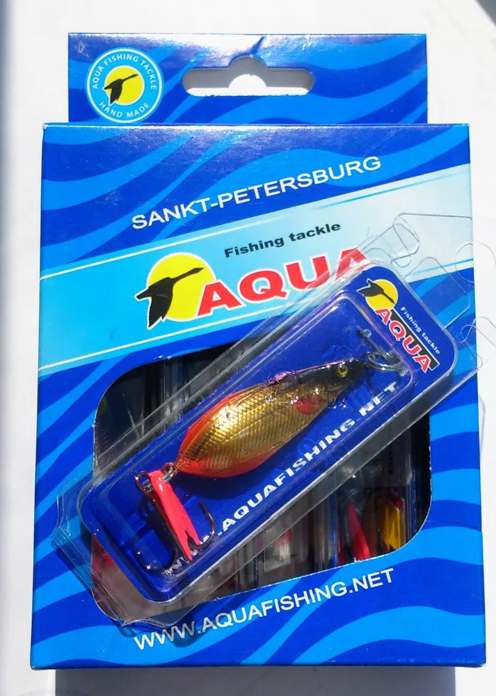 Набор из 6 шт блесен-колебалок AQUA АТОМ M 40,0mm, вес - 9,0g