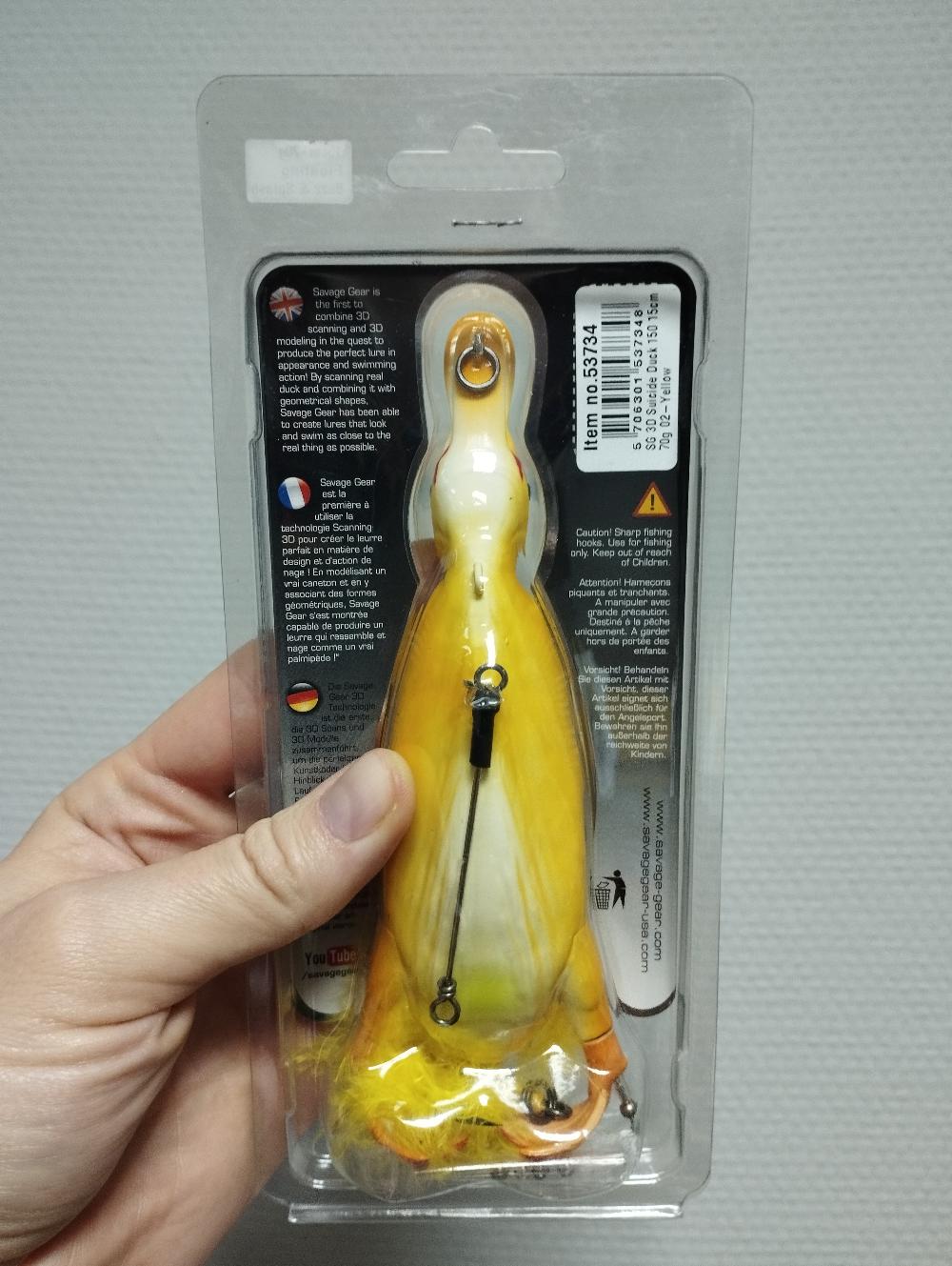 Воблер Savage Gear 3D Suicide Duck 150 Floating Yellow 15см, 70г, плавающий, поверхностный