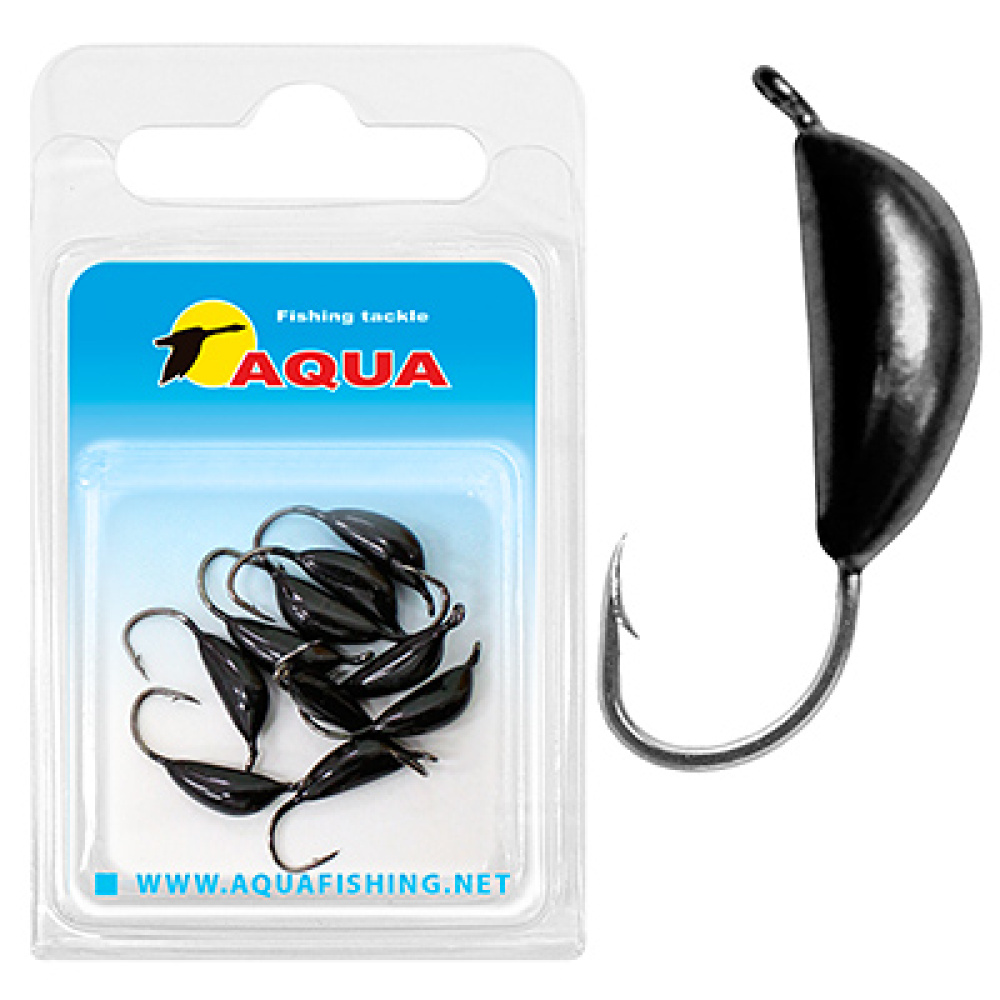 Мормышка вольфрамовая AQUA «Банан с ушком» , диаметр - 5,0mm, вес – 1,75g, крючок - Gamakatsu №10, цвет- черный лак