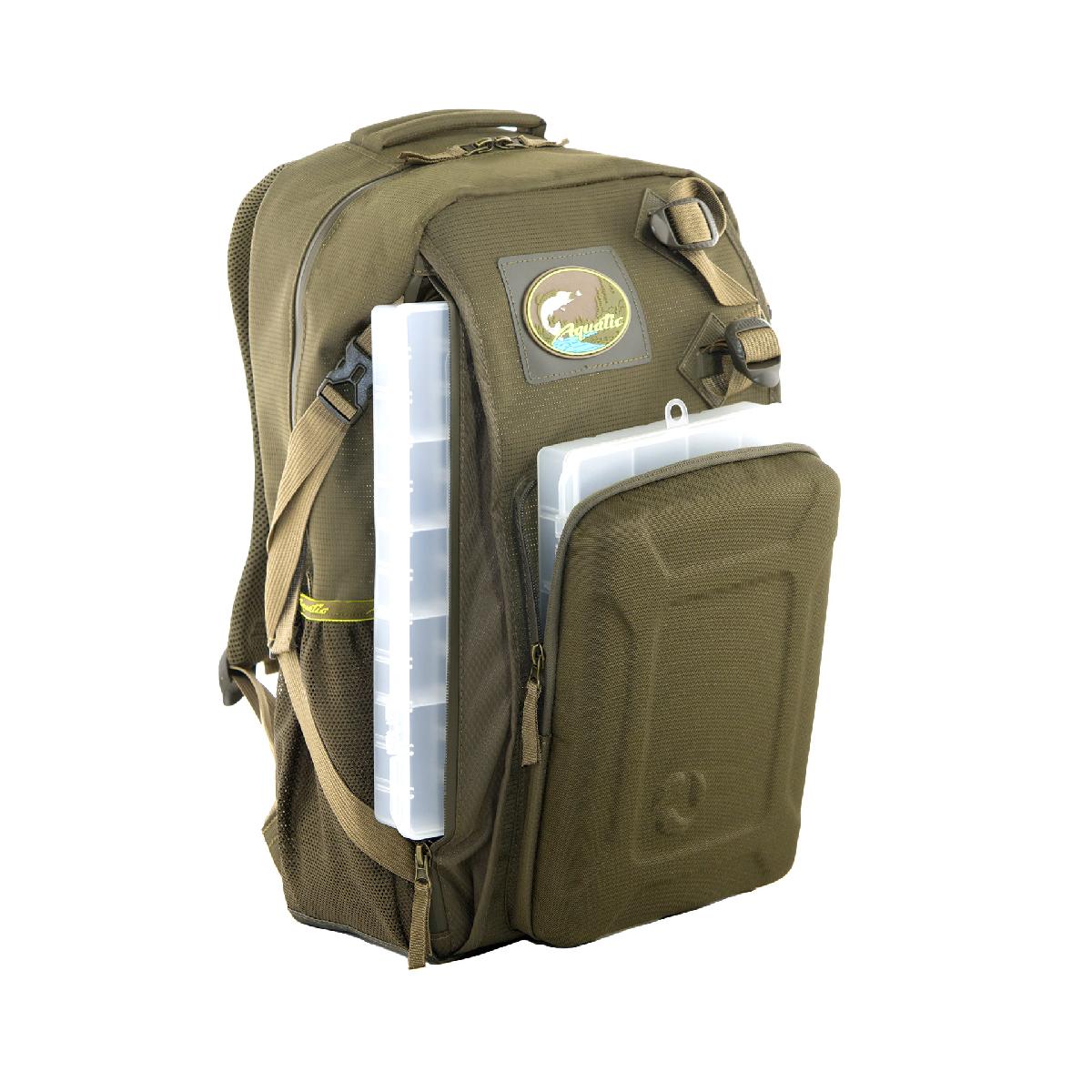 Рюкзак AQUATIC РК-02Х рыболовный с коробками FisherBox (цвет:хаки)