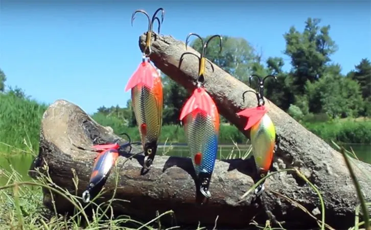 Набор из 6 шт блесен-колебалок AQUA АТОМ M 80,0mm, вес - 38,0g